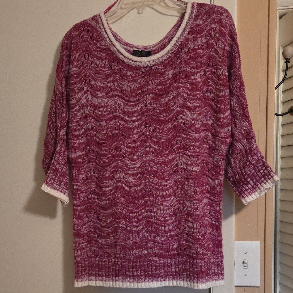 Jessica Simpson Maroon/Cream Knit Sweater